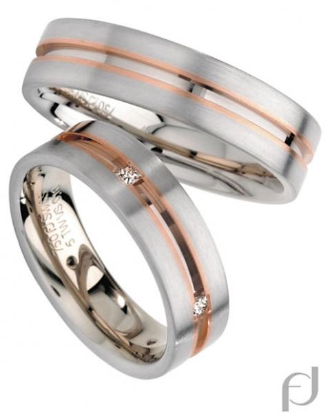 Trauringe Weiss-Rotgold von Furrer Jacot 71-82060 + 71-27060